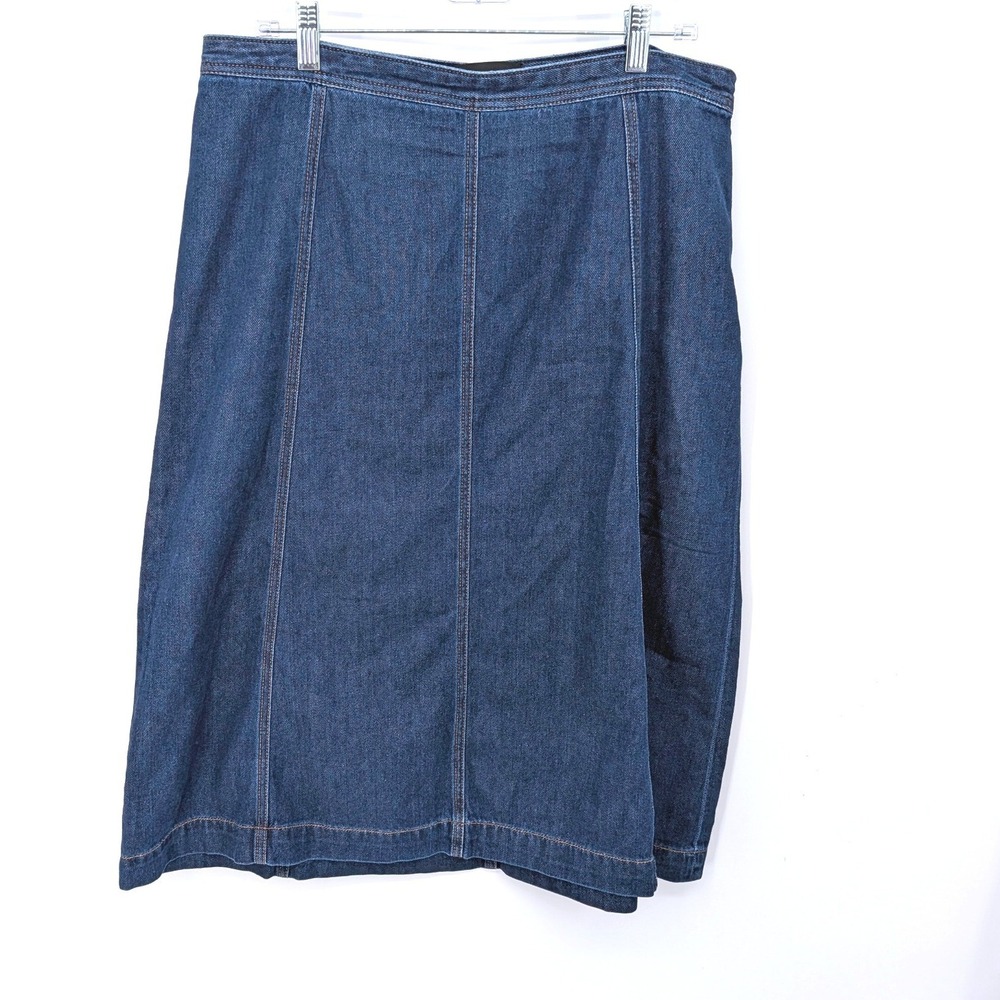 Talbots Denim Skirt Womens 14 Blue A Line Midi Casual Classic Western Office